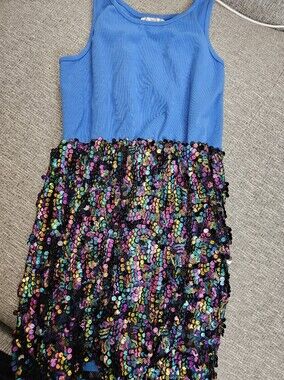 Blue Sequin Girls Dress